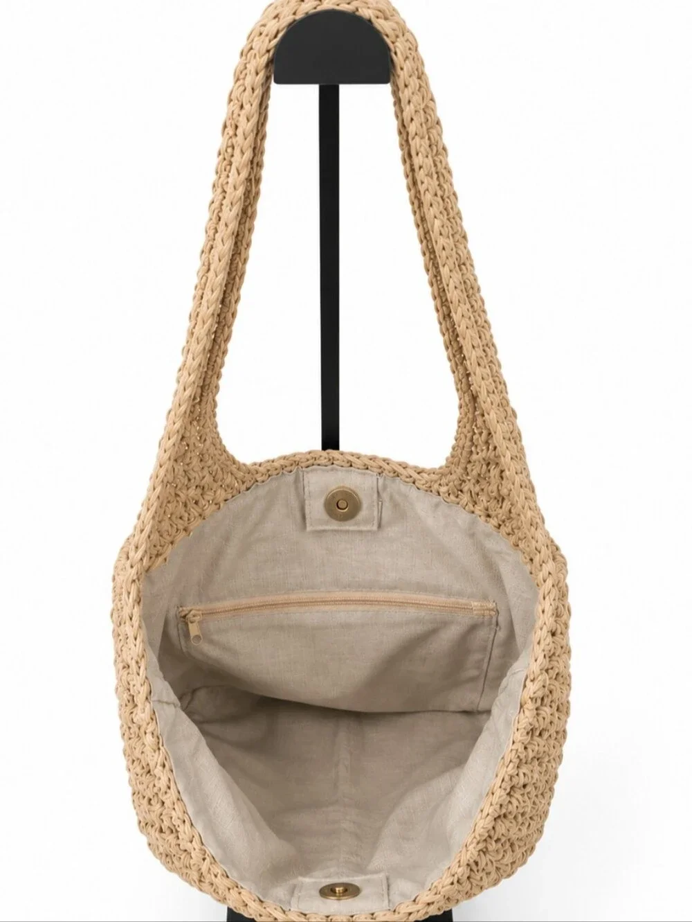 Woven Raffia Slouchy Hobo Bag
